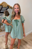 Gather Around Gingham Romper Olive