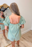 Gather Around Gingham Romper Olive