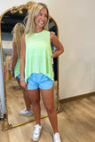 Flowy Athletic Tank Longer Length Lime