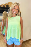 Flowy Athletic Tank Longer Length Lime