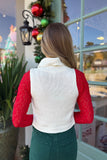 JOY Candy Cane Turtle Neck Sweater White