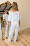 Blue Sky Stripe 2 Piece Pant Set