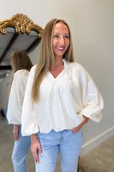 Blaire Bubble Blouse Ivory
