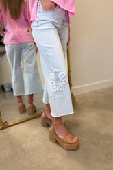 Renuar Boho Applique Cropped Pant