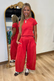 Walker Wide Leg Pant Set Red