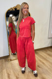 Walker Wide Leg Pant Set Red