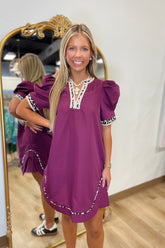 A Touch of Leopard Dress Plum