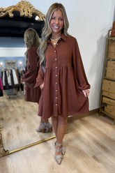 Simply Fall Dress Brown
