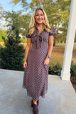 Thankful Heart V Neck Maxi Dress Brown