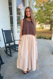 Gather Together Chunky Sweater Midi Dress Brown