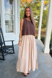 Gather Together Chunky Sweater Midi Dress Brown