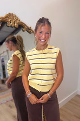 Emory Sleeveless Stripe Sweater Yellow