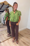 Cute as a Button Bubble Blouse Olive