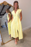 Stella 2 Front Zip Midi Dress Yellow