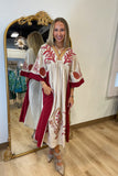 Bohemian Bliss Embroidered Dress Burgundy