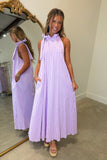 Six Months Later Gingham Maxi Dress Lavender