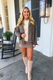 Gratitude Oversized Washed Denim Jacket Brown