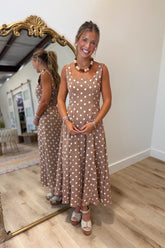 Luxe Latte Polka Dot Dress