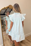 Umgee Stripe Smocked Ruffle Dress Mint