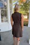 Perfect All American Belted Button Dress Brown