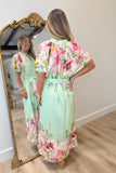 Umgee Flowerful Belted Midi Dress Sage