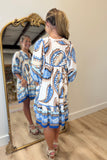 Umgee Fall Paisley Dress Blue