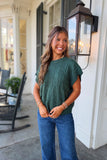 Delaney Drop Shoulder Cable Knit Sweater Hunter Green