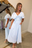 Darling Day V Neck Maxi Dress Blue