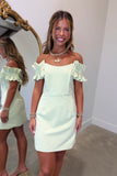 Ruffled Rhythm Off the Shoulder Dress Sage