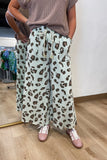 Tyler Wide Leg Pant Sage Leopard