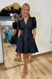 Stella Front Zip Mini Dress Black