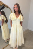 Darling Day V Neck Maxi Dress Yellow