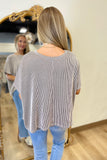Ribbed Rhythm Striped Top Brown