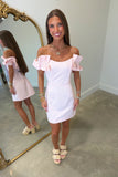 Ruffled Rhythm Off the Shoulder Dress Pink
