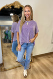 Ribbed Rhythm Striped Top Purple