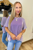 Ribbed Rhythm Striped Top Purple
