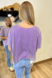 Ribbed Rhythm Striped Top Purple