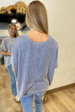 Ribbed Rhythm Striped Top Navy