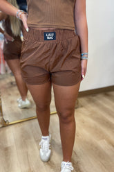 Brown Lulu Mac Solid Shorts