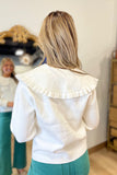 Romantic Ruffles Collared Sweater Ivory