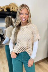 Open Knit Top Latte