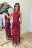 Football Fringe Skirt Set Maroon