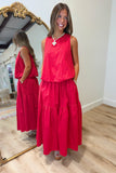 Aerin Smocked Skirt Red