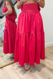 Aerin Smocked Skirt Red