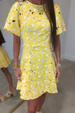Daisy Glow Fit and Flare Dress Yellow