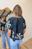 THML Flutter Sleeve Embroidery Top Black