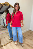 Sloan Stand Up Collar Top Red