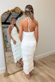 Bridal Era Pleated Halter Midi Dress