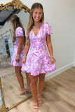 Violet Bloom V Neck Dress