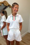 Off Set Contrast Trim Short Set White